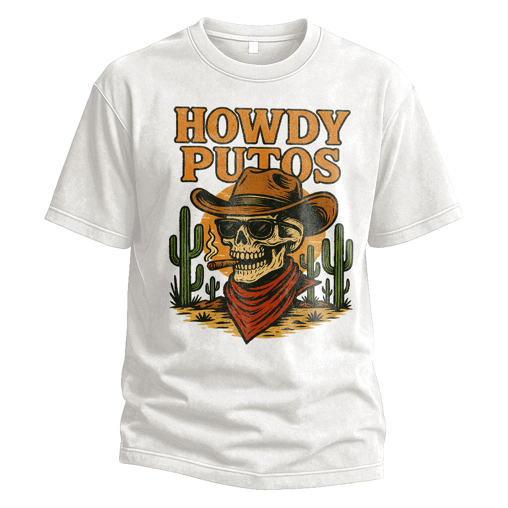 Howdy Putos Sunset Cowboy Tee