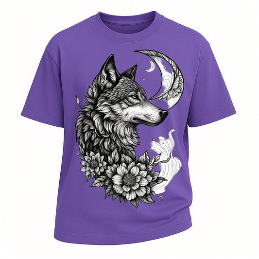 Moon Wolf Floral Western Tee