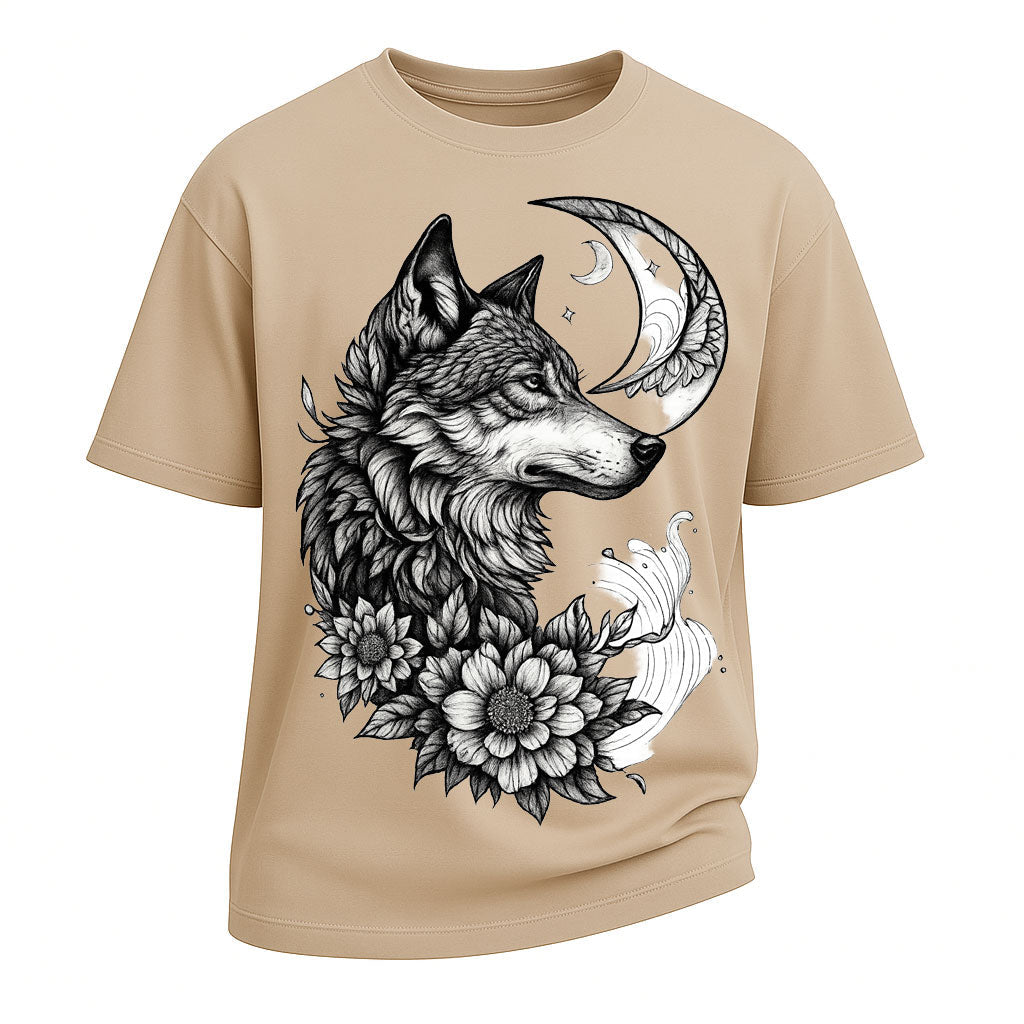 Moon Wolf Floral Western Tee