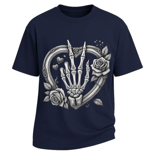 Skeleton Rose Heart Graphic Tee