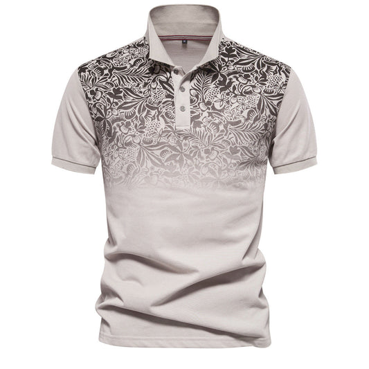 Men’s Gradient Floral Cotton Polo Shirts