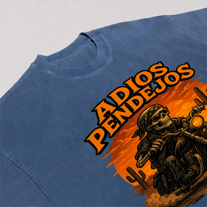 Adios Pendejos Skeleton Biker Tee