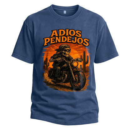 Adios Pendejos Skeleton Biker Tee