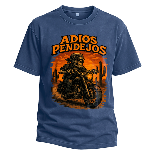 Adios Pendejos Skeleton Biker Tee
