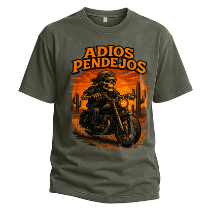 Adios Pendejos Skeleton Biker Tee