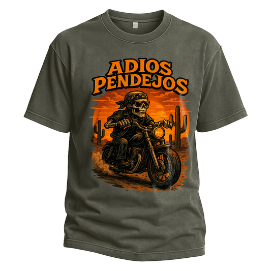 Adios Pendejos Skeleton Biker Tee