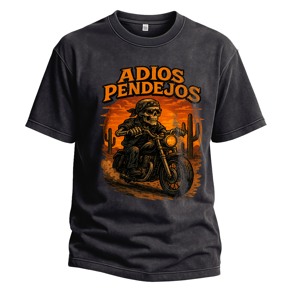 Adios Pendejos Skeleton Biker Tee