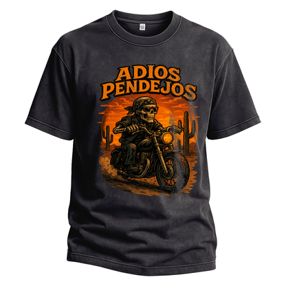 Adios Pendejos Skeleton Biker Tee