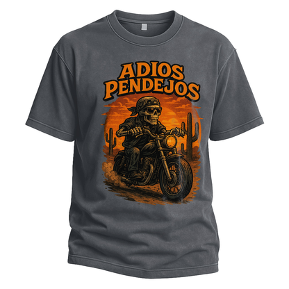Adios Pendejos Skeleton Biker Tee
