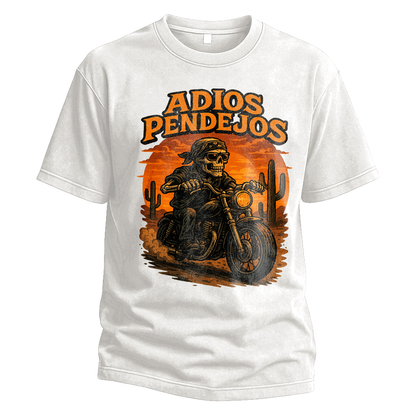 Adios Pendejos Skeleton Biker Tee