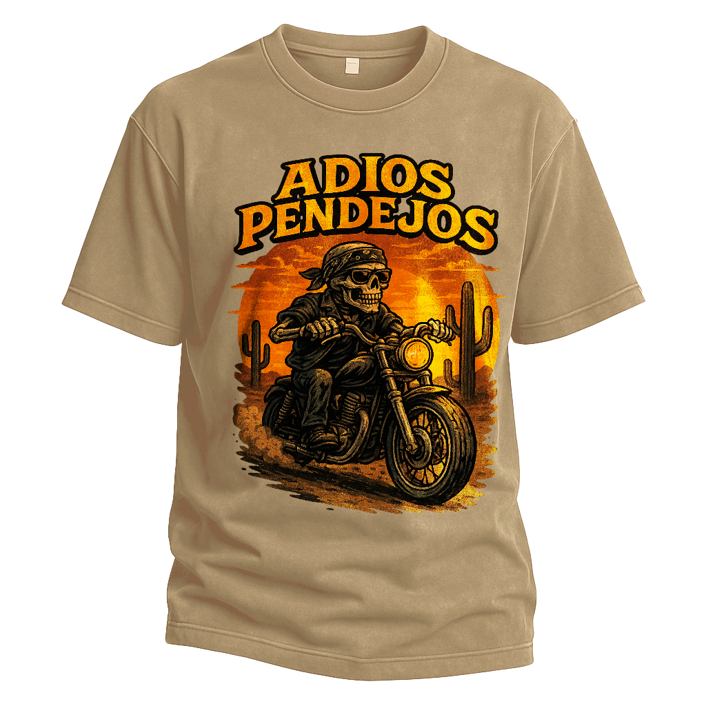 Adios Pendejos Skeleton Biker Tee