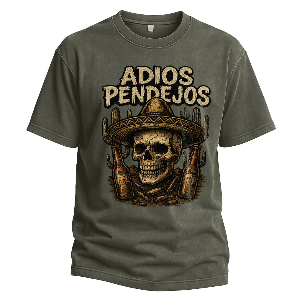 Adios Pendejos Sombrero Skull Tee