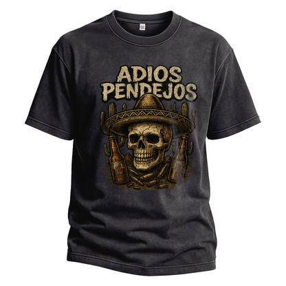 Adios Pendejos Sombrero Skull Tee