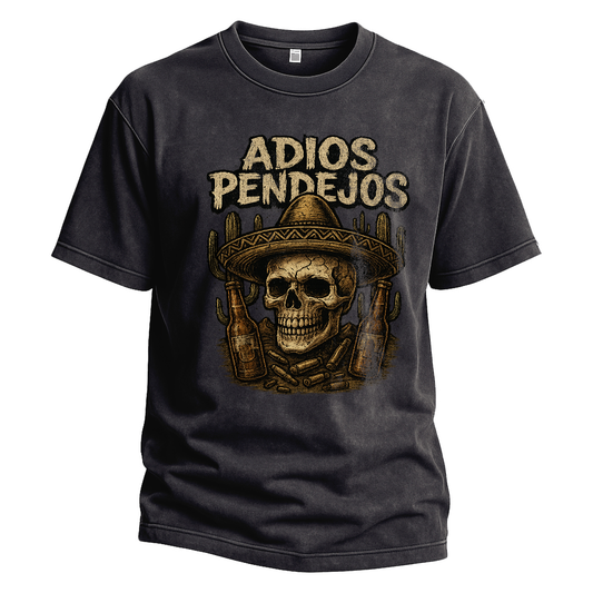 Adios Pendejos Sombrero Skull Tee