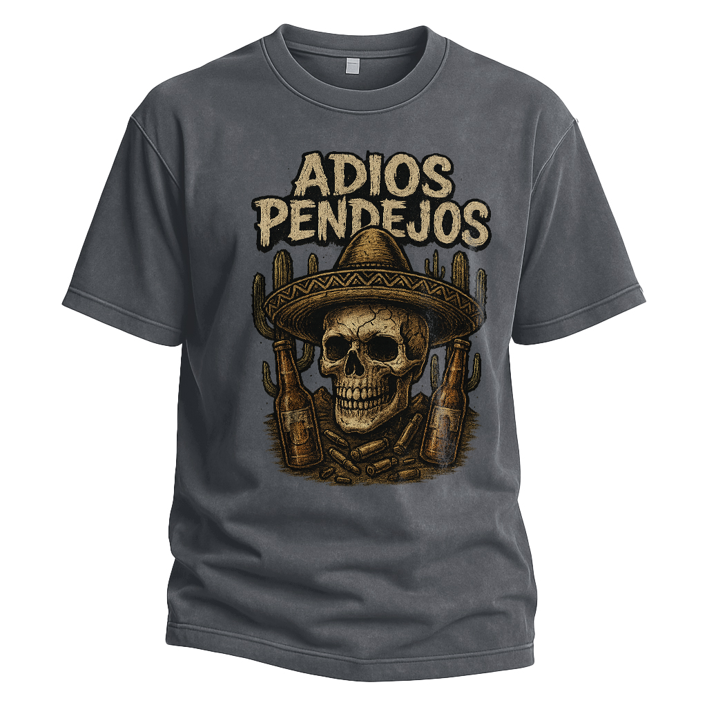 Adios Pendejos Sombrero Skull Tee