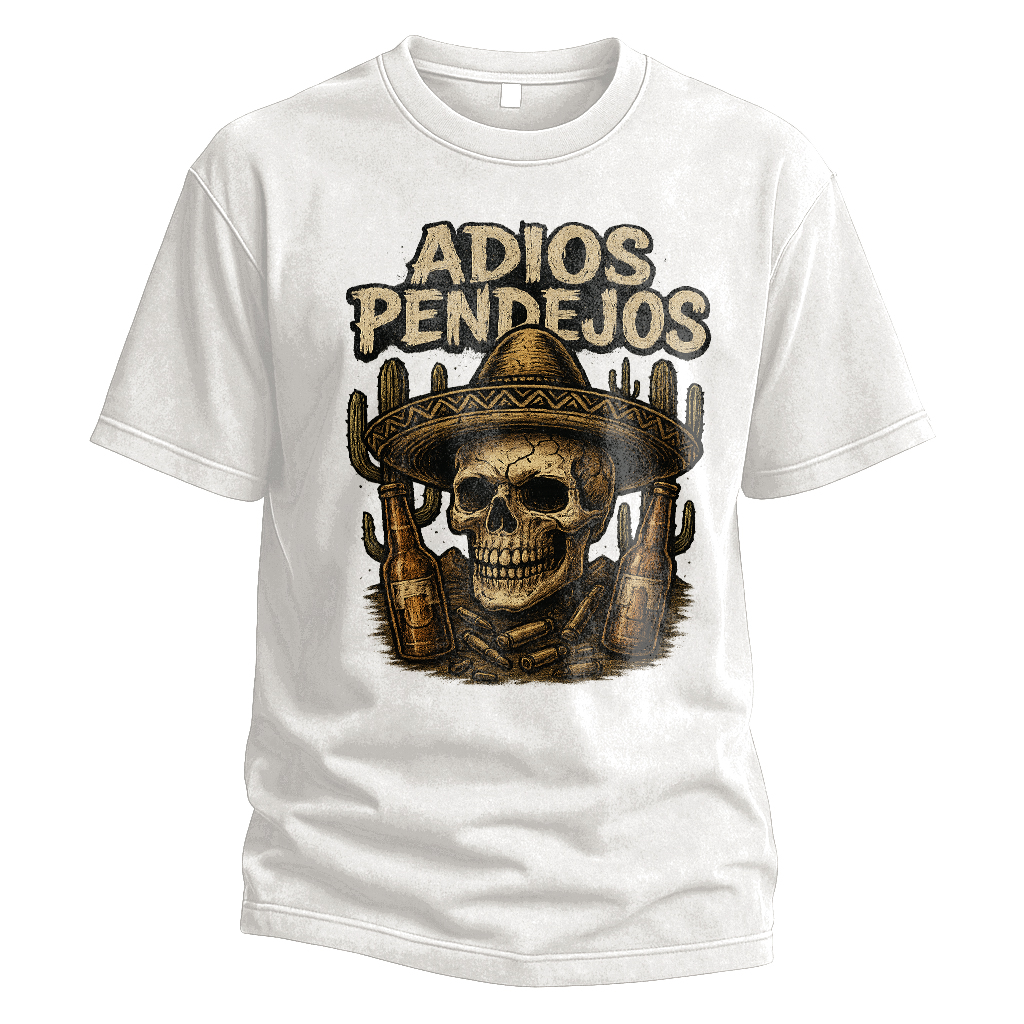 Adios Pendejos Sombrero Skull Tee
