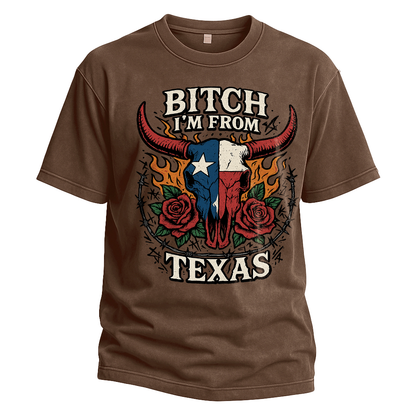 Bitch I’m From Texas Bull Skull Tee