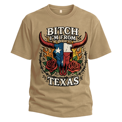 Bitch I’m From Texas Bull Skull Tee
