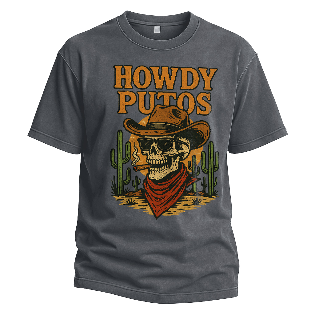 Howdy Putos Sunset Cowboy Tee