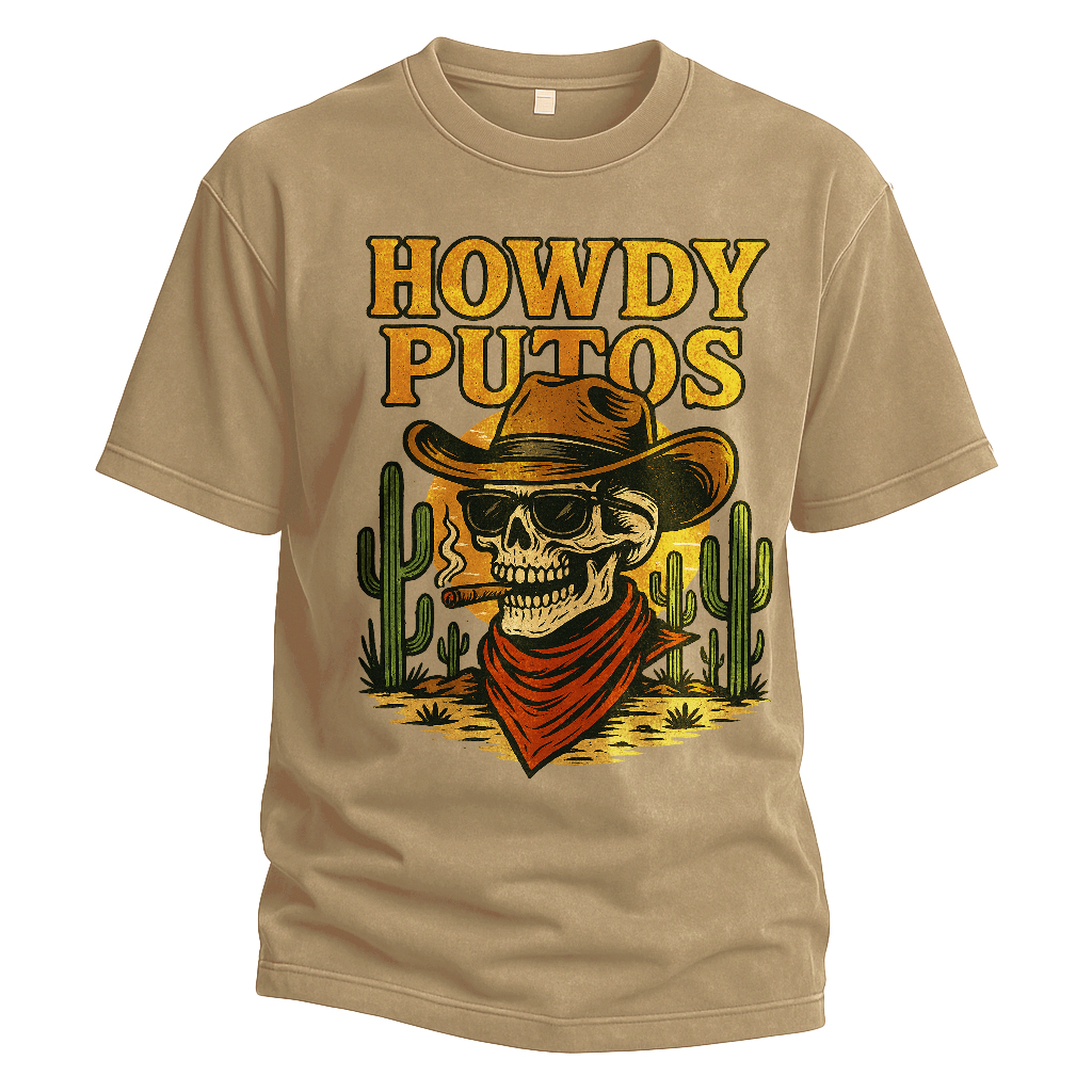 Howdy Putos Sunset Cowboy Tee