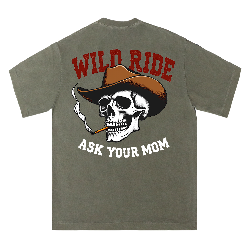 Wild Ride Ask Your Mom Cowboy Skull Tee