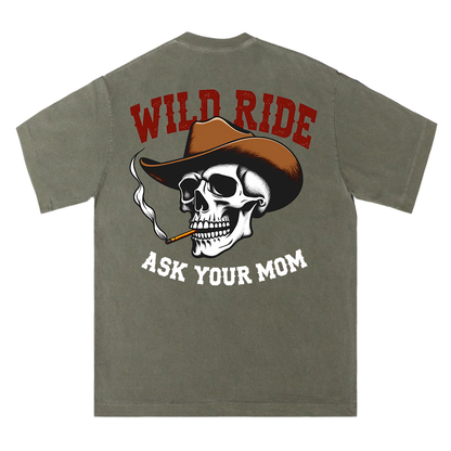 Wild Ride Ask Your Mom Cowboy Skull Tee
