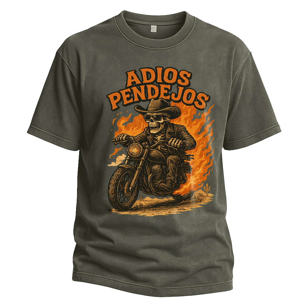 Adios Pendejos Cowboy Biker Tee