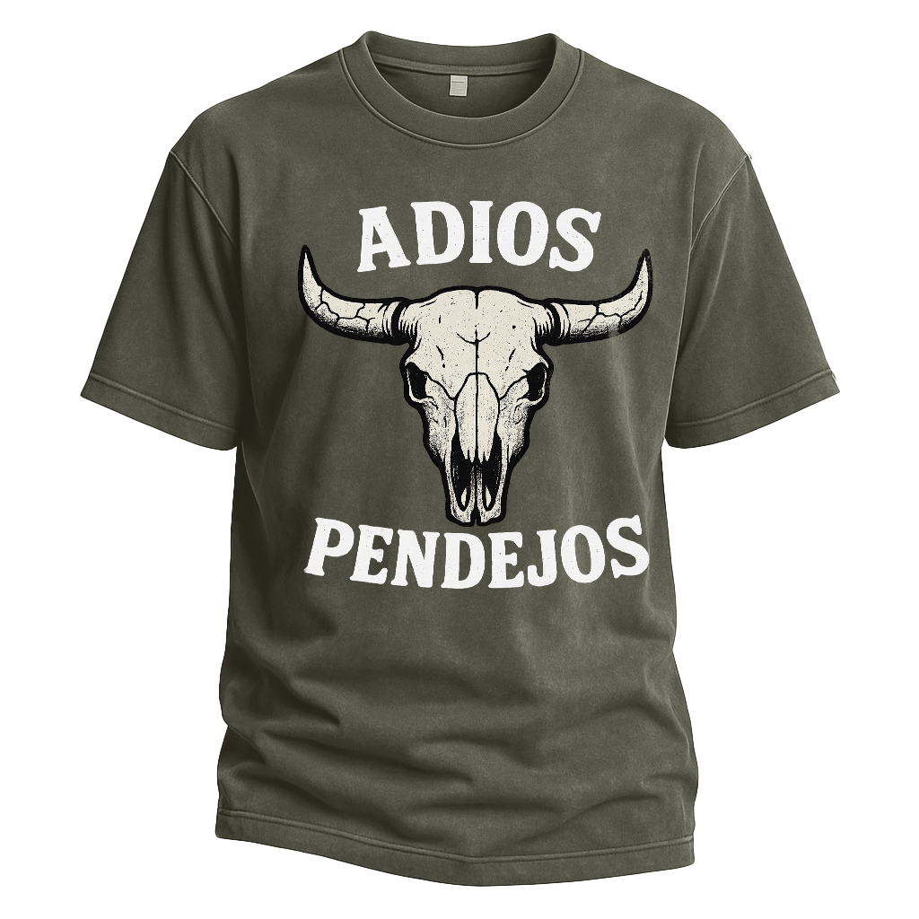 Adios Pendejos Bull Skull Tee
