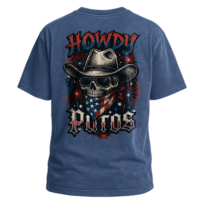 Howdy Putos Fireworks Skull Backprint Tee