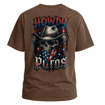 Howdy Putos Fireworks Skull Backprint Tee