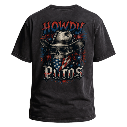 Howdy Putos Fireworks Skull Backprint Tee