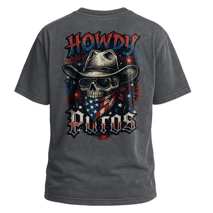 Howdy Putos Fireworks Skull Backprint Tee
