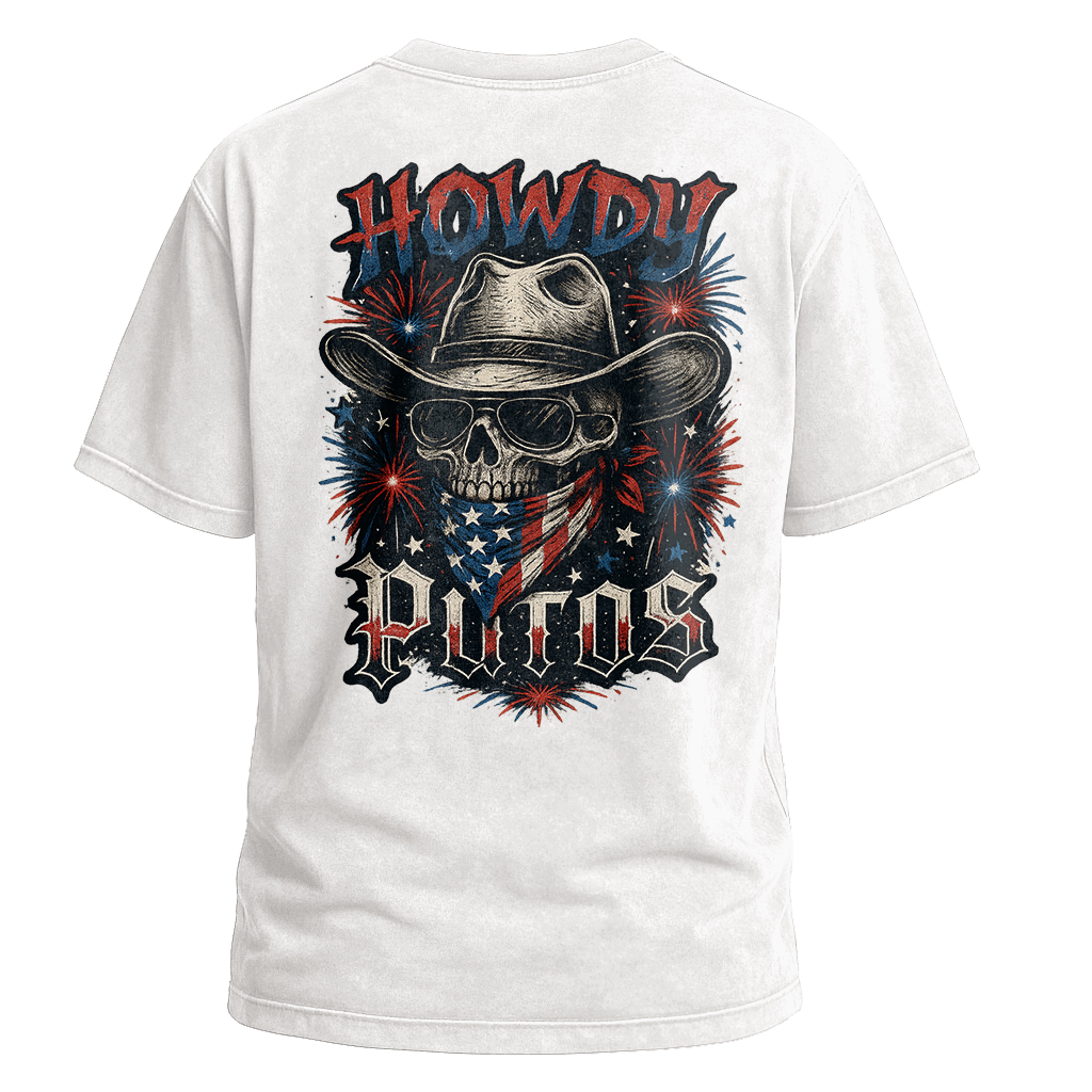 Howdy Putos Fireworks Skull Backprint Tee