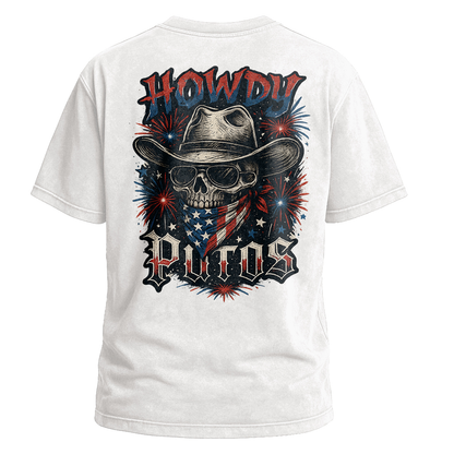 Howdy Putos Fireworks Skull Backprint Tee