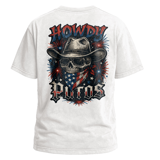 Howdy Putos Fireworks Skull Backprint Tee