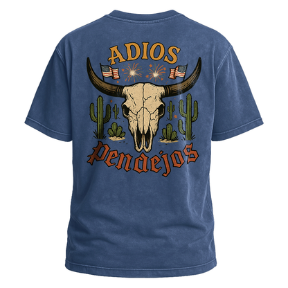 Adios Pendejos Desert Flag Skull Tee