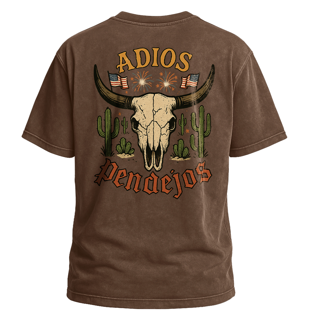 Adios Pendejos Desert Flag Skull Tee