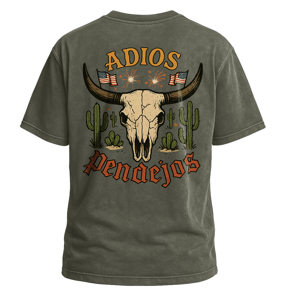 Adios Pendejos Desert Flag Skull Tee