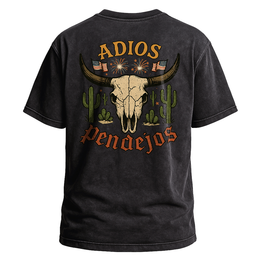 Adios Pendejos Desert Flag Skull Tee