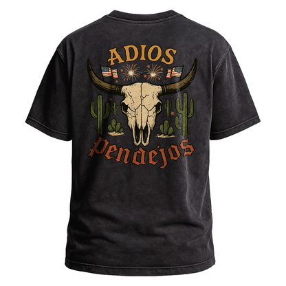 Adios Pendejos Desert Flag Skull Tee