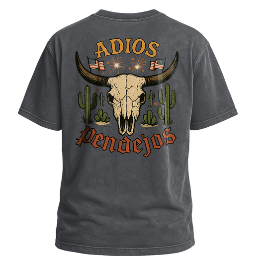 Adios Pendejos Desert Flag Skull Tee