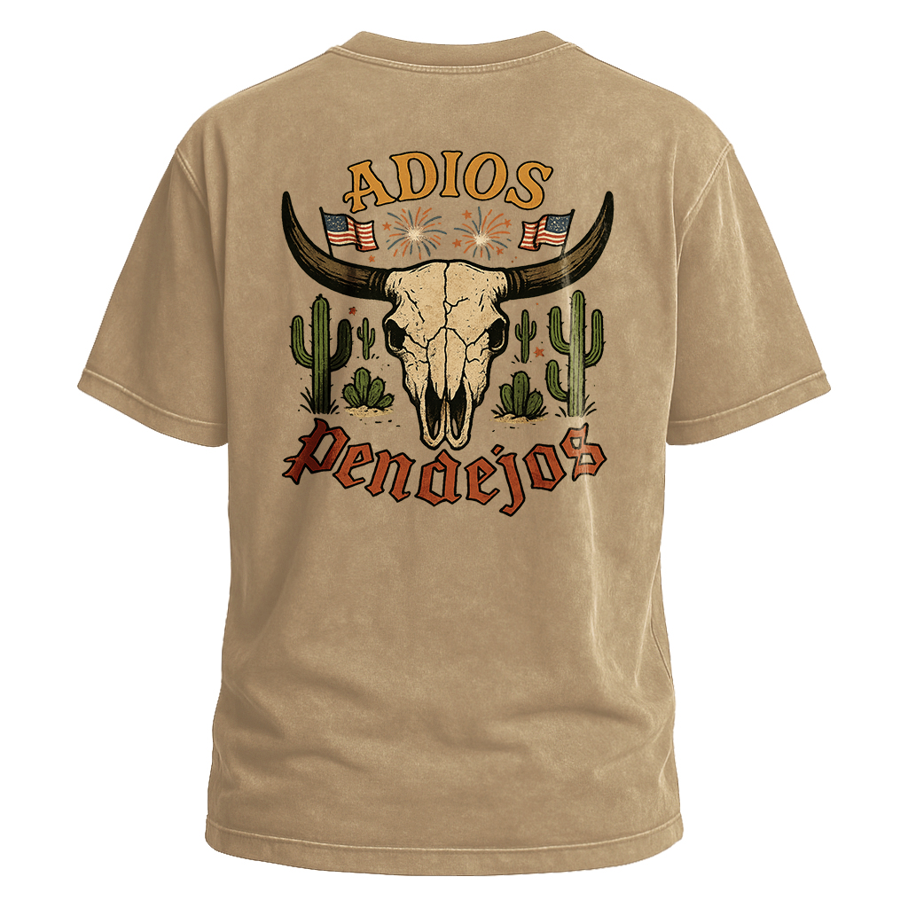 Adios Pendejos Desert Flag Skull Tee