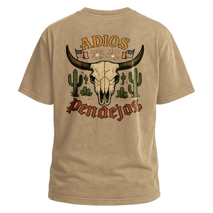 Adios Pendejos Desert Flag Skull Tee