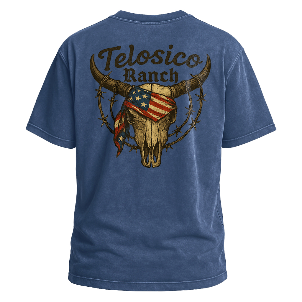 Telosico Ranch USA Bandana Skull Tee