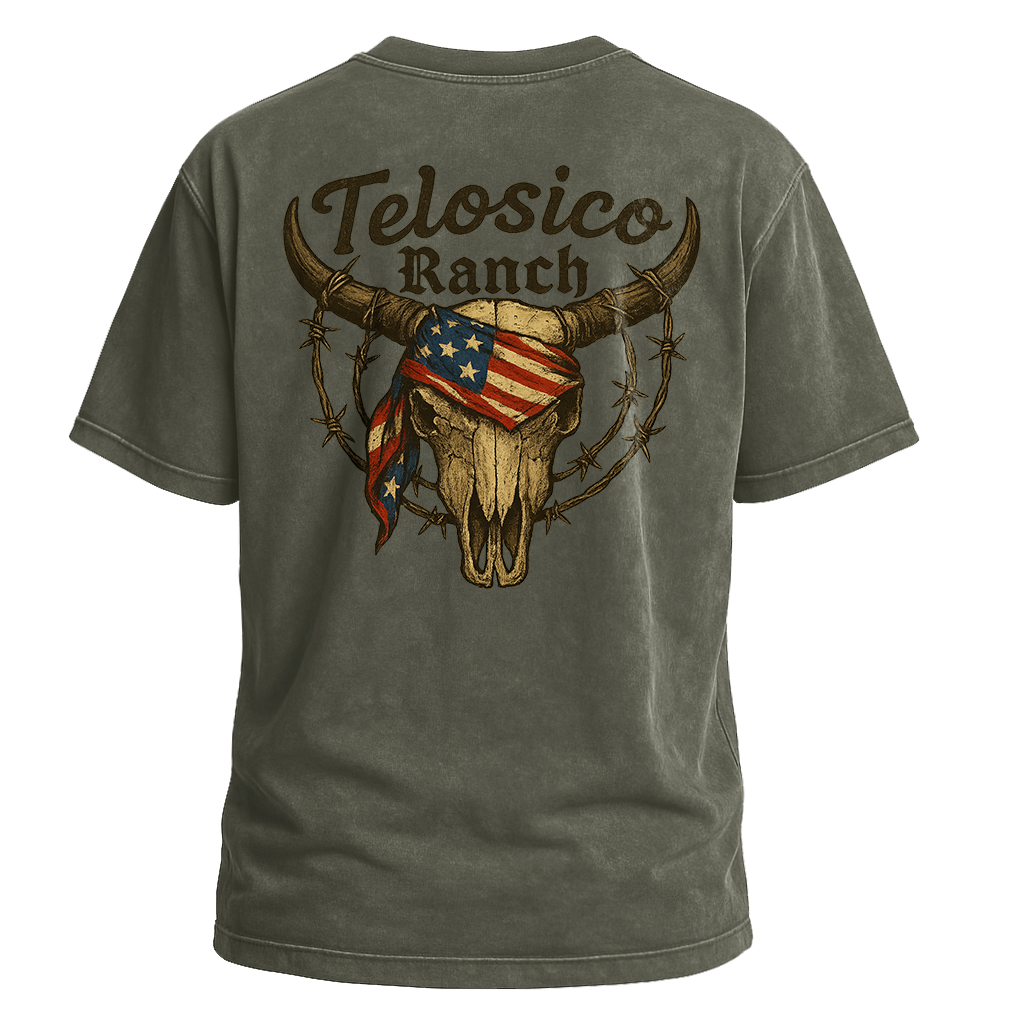 Telosico Ranch USA Bandana Skull Tee