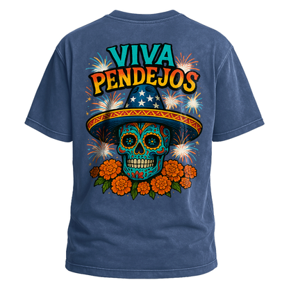 Viva Pendejos Sugar Skull Fireworks Tee