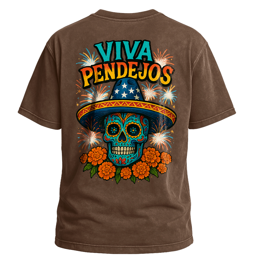 Viva Pendejos Sugar Skull Fireworks Tee
