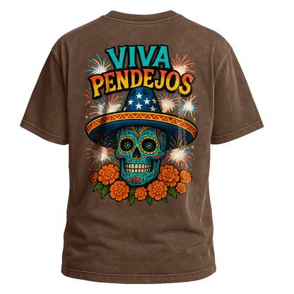 Viva Pendejos Sugar Skull Fireworks Tee