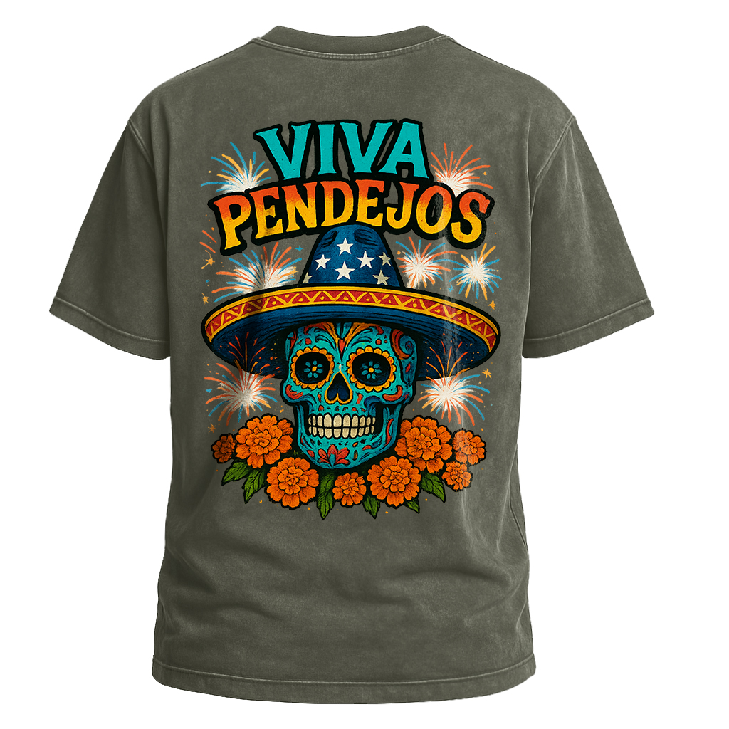 Viva Pendejos Sugar Skull Fireworks Tee