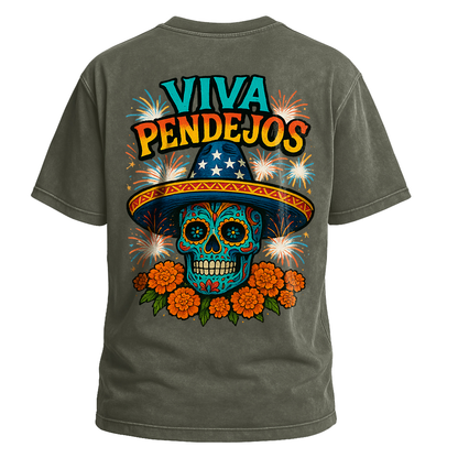 Viva Pendejos Sugar Skull Fireworks Tee